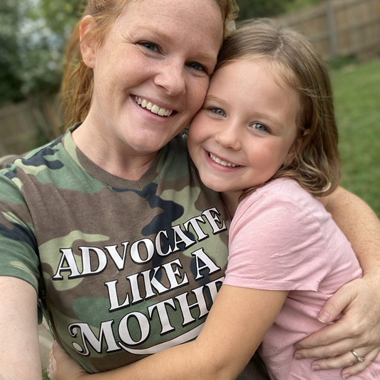 Advocate Like a Mother – Camo V-Neck T-shirt