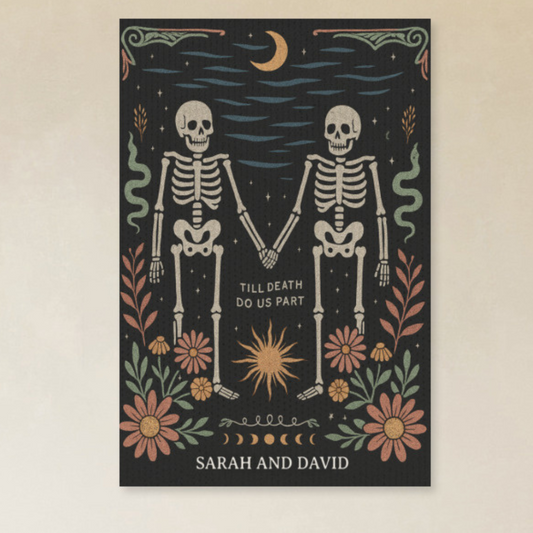 Personalized Skeleton Couple Names Premium Canvas