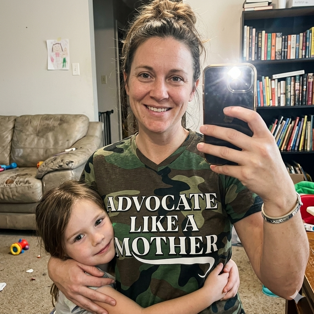 Advocate Like a Mother – Camo V-Neck T-shirt
