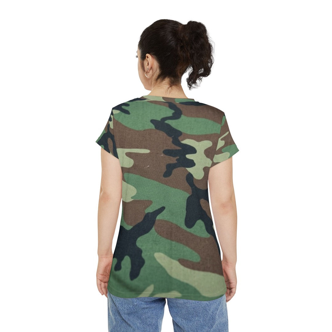 Advocate Like a Mother – Camo V-Neck T-shirt