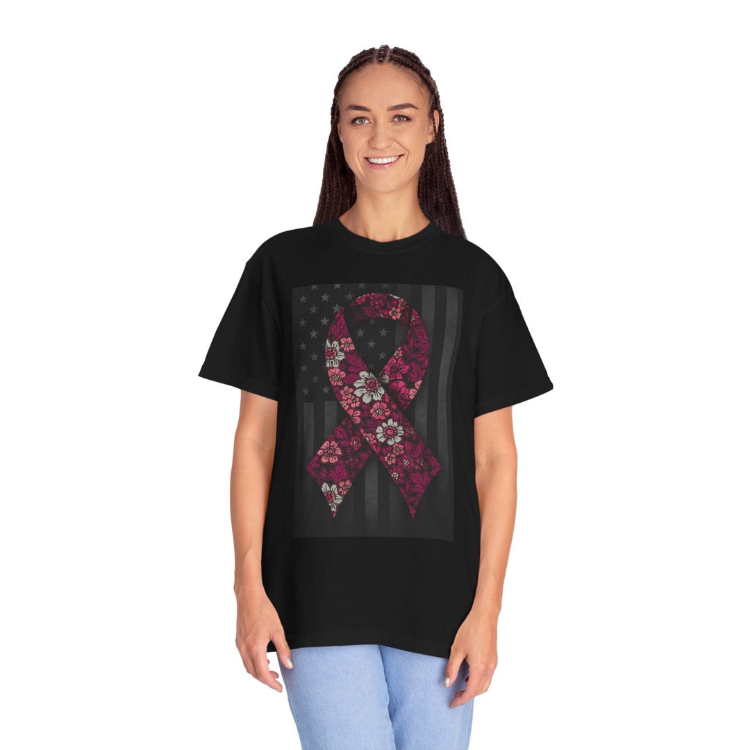 Breast Cancer Ribbon Flag - 100% Cotton T-shirt