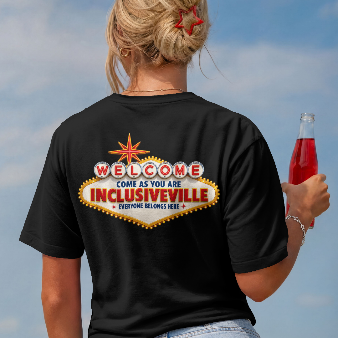 Welcome To Inclusiveville - Vegas 100% cotton T-shirt Inclusiveville