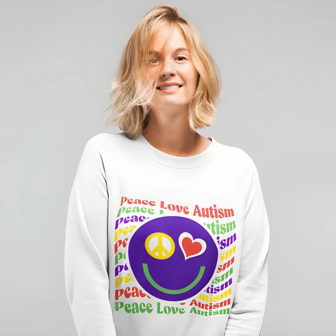 Peace Love Autism - Unisex Sweatshirt 100% Cotton peace love autism