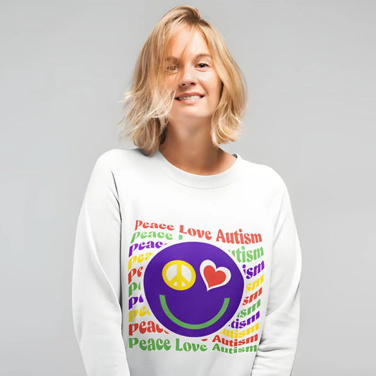 Peace Love Autism - Unisex Sweatshirt 100% Cotton peace love autism