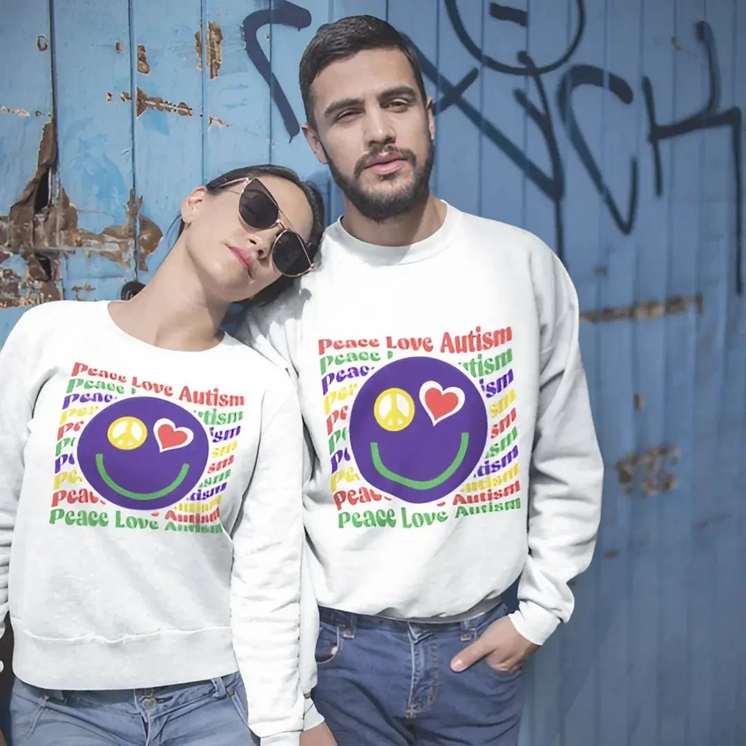 Peace Love Autism - Unisex Sweatshirt 100% Cotton peace love autism