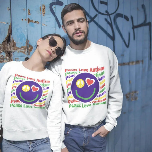 Peace Love Autism - Unisex Sweatshirt 100% Cotton peace love autism