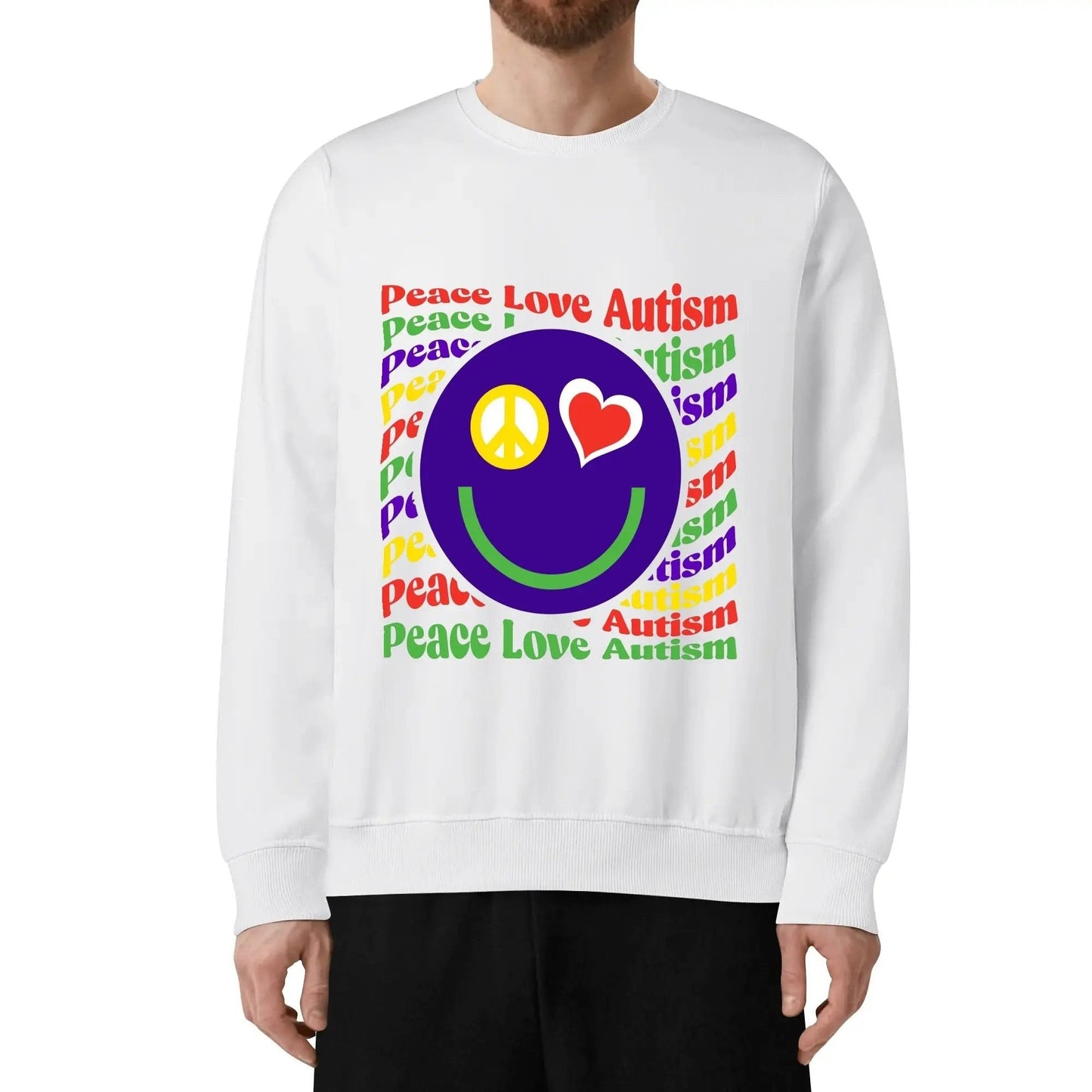 Peace Love Autism - Unisex Sweatshirt 100% Cotton peace love autism