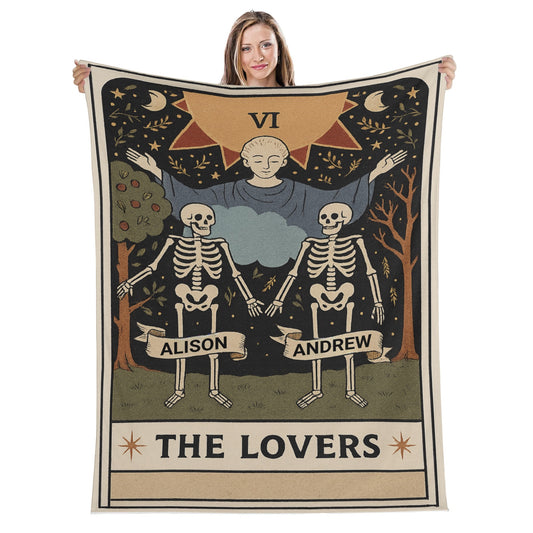 Personalized Couple Blanket - The Lovers Tarot Card
