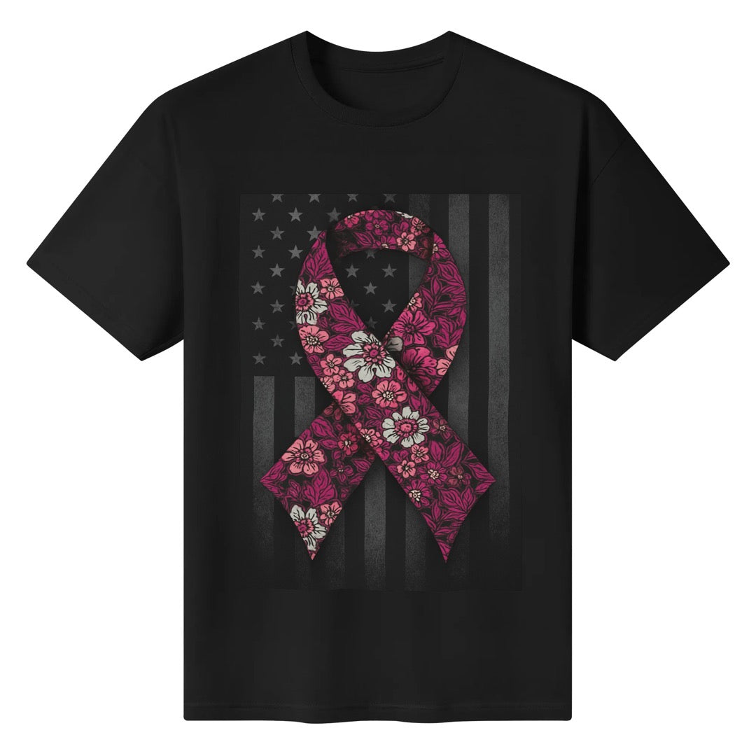 Breast Cancer Ribbon Flag - 100% Cotton T-shirt