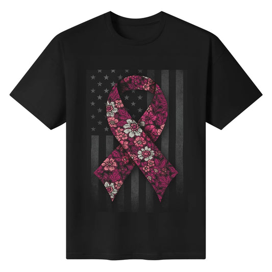 Breast Cancer Ribbon Flag - 100% Cotton T-shirt